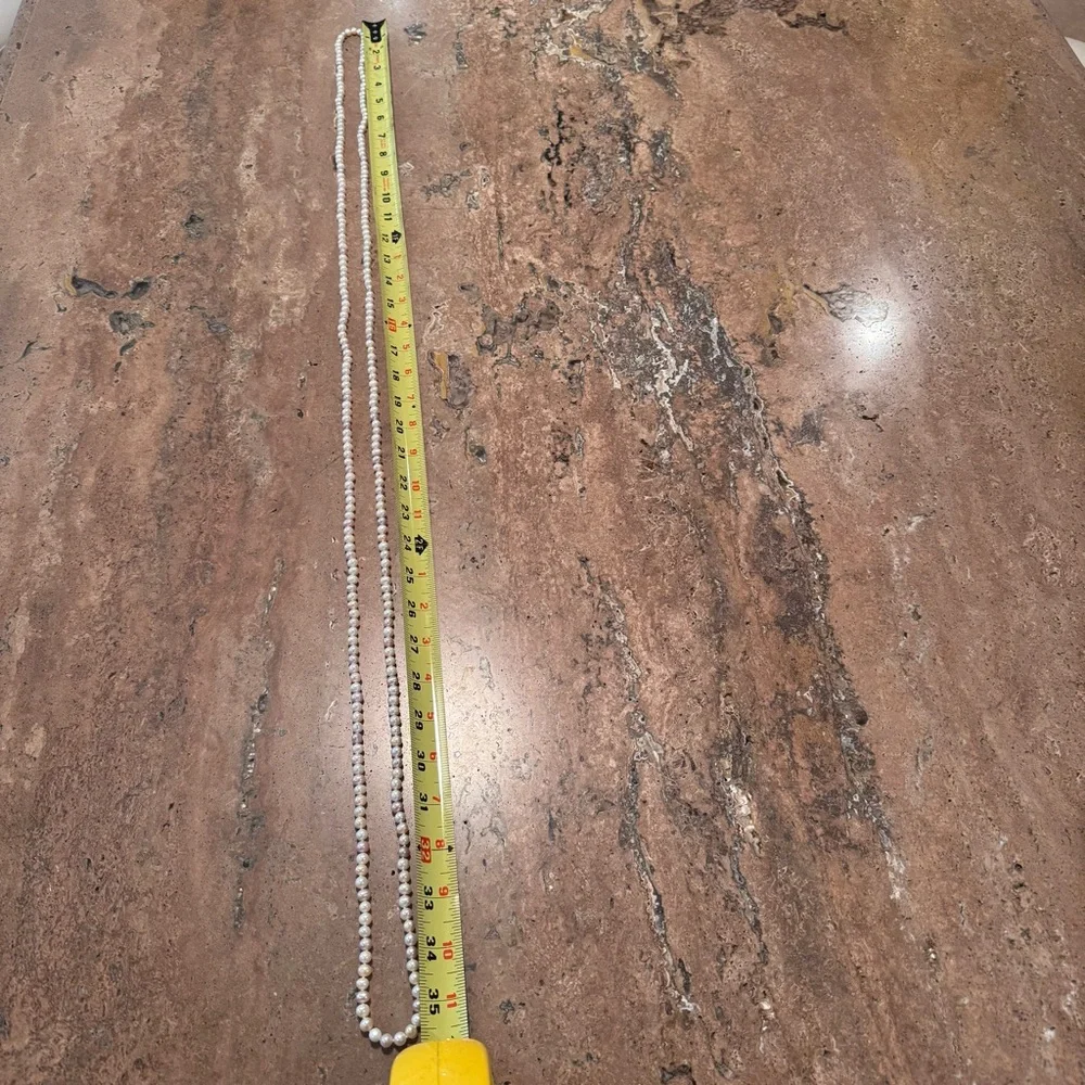 Authentic Pearl Necklace 70” multicolored Single Strand Pink Cream Tan Elegant - Picture 4 of 13